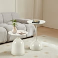 thumbnail image 2 of Tiered Side Table White Metal Nesting Accent Tables, 2 of 8