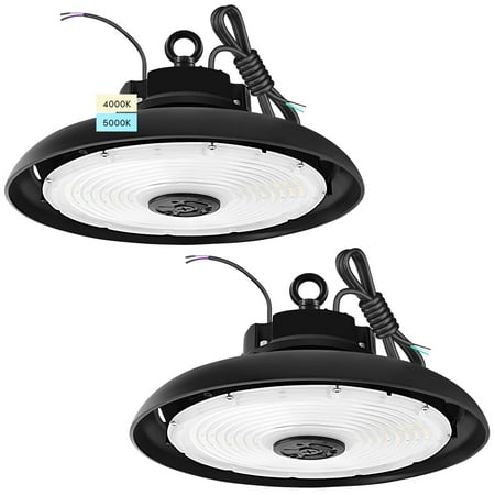 

Luxrite 200/220/250W UFO LED High Bay Light Up to 35000 Lumens 2 CCT 4000K 5000K 5FT Hardwire Cable Surge Protected IP65 2-Pack