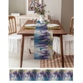 thumbnail image 3 of Purple Eucalyptus Table Runner 72 Inches, Oil Painting Botanical Blue Ombre Bed Runner Dresser Scarves Tabletop for Indoor Outdoor Parties/Ceremony/Banquet, 16" x 72", 3 of 8