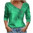 thumbnail image 2 of Juslio Blouses for Womens Long Sleeve Shirts Button Casual V Neck Tops Blouses Green XXL, 2 of 5