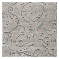 SAFAVIEH Florida Doug Floral Vines Shag Area Rug, Grey/Light Blue, 9' x 9' Square