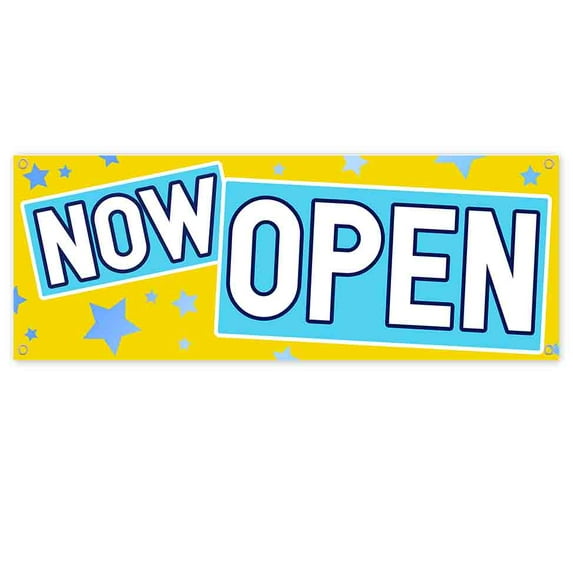 Now Open 13 oz Vinyl Banner With Metal Grommets