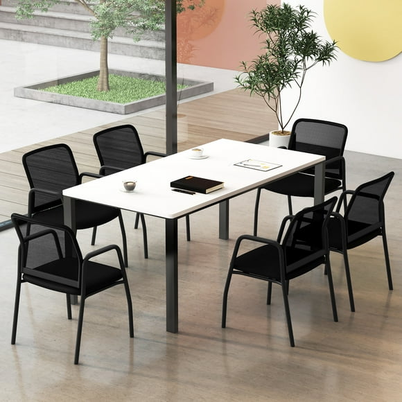 Gymax Ensemble de 2 Chaises de Salle de Réunion Chaises de Salle d'Attente avec Dossier Ergonomique et Accoudoirs