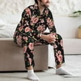 thumbnail image 7 of Naloa Rose Flowers Men’s Pajamas Set - Long Sleeve Button Down Sleep Shirt and Pajama Bottoms Sleepwear Set-Medium, 7 of 7