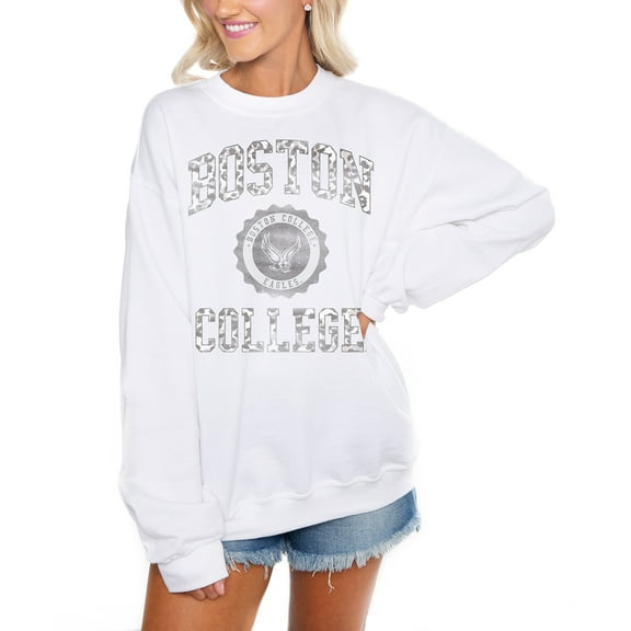 Women's Gameday Couture White Boston College Eagles Trendspotter Perfect Crewneck Pullover Lightweight Sweatshirt
