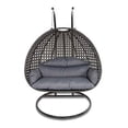 thumbnail image 4 of Island Gale Luxury Comfort 2 Person Outdoor, Patio, Hanging Wicker Swing Chair (X Large, Charcoal Wicker w Charcoal Cushion) Frame Color: Bronze or Black Pending Availability., 4 of 7