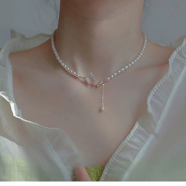 New Niche Necklace Creative Personalized Light Luxury Advanced Split Love Micro Zircon Sweet Necklace