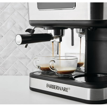 Farberware Dual Brew, 10 Cup Coffee + Espresso, Black and Stainless Finish, Touchscreen Display, New