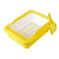 thumbnail image 3 of Caja de arena para gatos semicerrada con tapa abierta y antisalpicaduras de lados altos amarillo, 3 of 8
