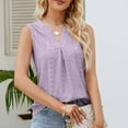 thumbnail image 5 of BRGZLK Women's Summer Tank Tops Fashion Solid V-Neck Vest Loose Fit Casual Hollow Pleated Sleeveless Top Purple S, 5 of 6