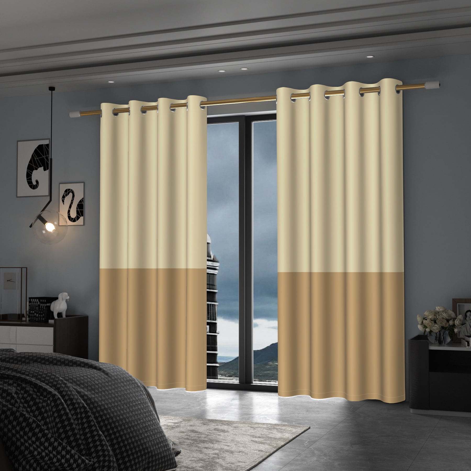 Lfeey Yellow Blackout Curtains for Bedrooms, 52x96 inch, 2 Pieces
