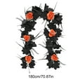 thumbnail image 3 of Moocorvic Artificial Maple Leaves Garland, 5.9 FT Halloween Decorations Indoor Garland for Home Party Mantle Backdrop Wall Decor(Black), 3 of 7