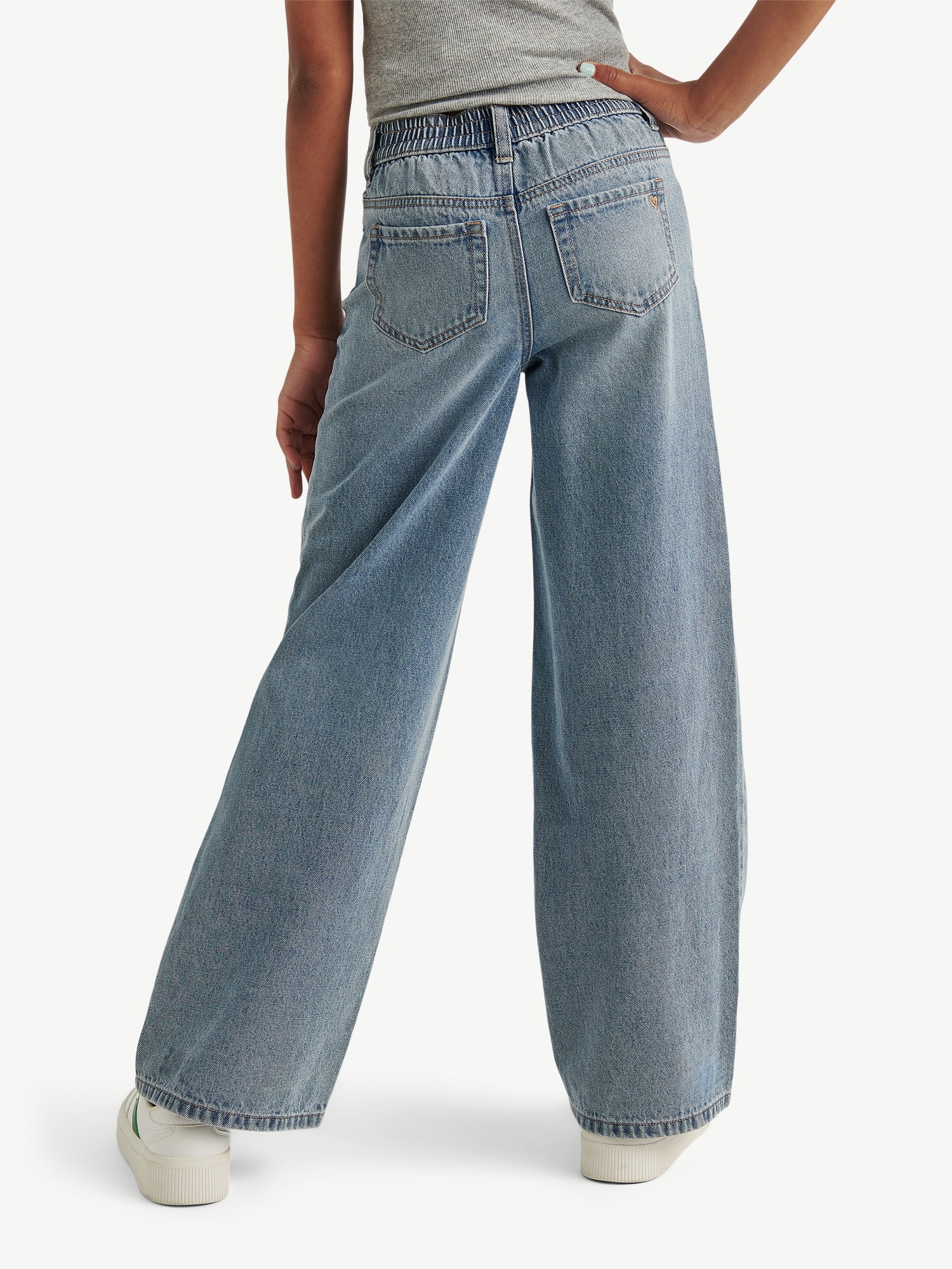 Justice Girls Wide Leg w/ Rhinestones Jeans, Sizes 6-18, Slim & Plus