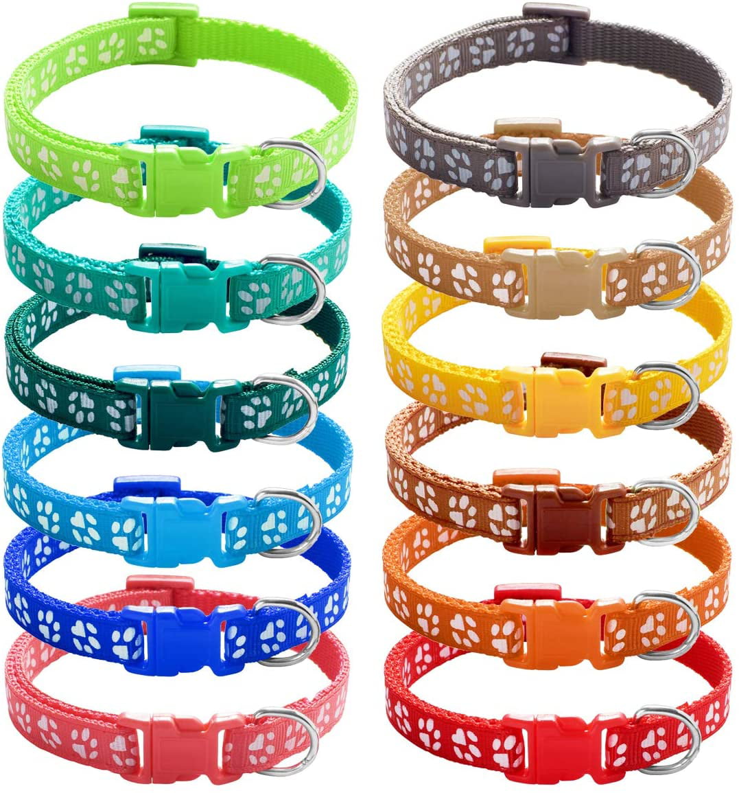 Neck 8-13 YOY 12 pcs/Set Soft Nylon Puppy Whelping ID Collars Adjustable Reusable Washable Baby Dog ID Bands Pet Identification for Breeders 
