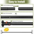 thumbnail image 6 of Tension Shower Curtain Rod 51-126In(4.25-10.5Ft), Long Shower Curtain Rod No Drilling for Window or Bathroom Patio, Spring Shower Rod, Easy to Install Never Rust Rod Diameter 1.26Inch-Black, 6 of 13