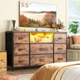 thumbnail image 6 of Dresser for Bedroom with 8 Fabric Drawer,Chest of Drawers with Charging Station and LED Lights,55 inch TV Stand with Open Shelves, 8 Drawers Dressers for Entryway, Living Room,Closet,Rustic Brown, 6 of 9