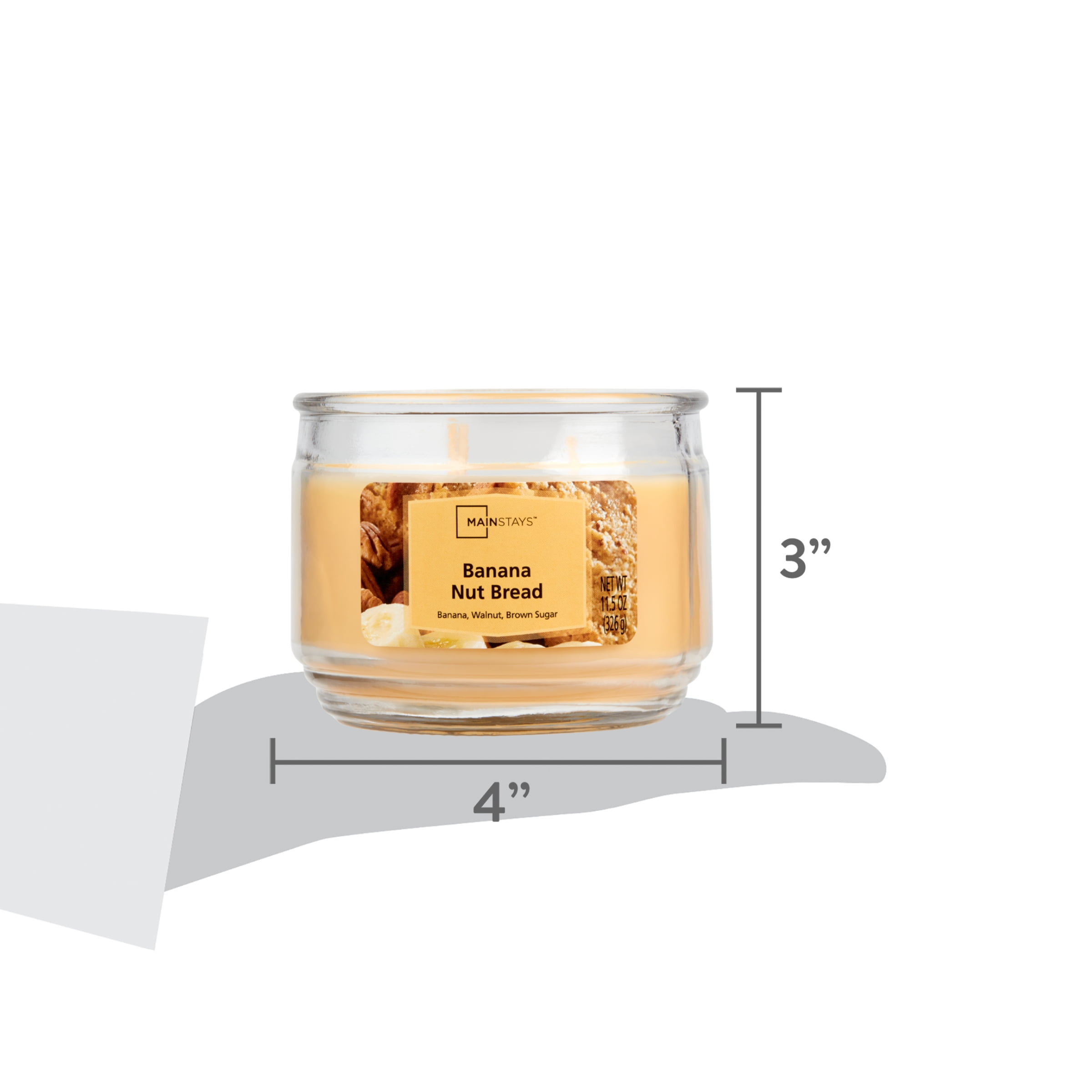 (3 pack) Mainstays Banana Nut Bread Scented 3-Wick Glass Jar Candle, 11.5 oz