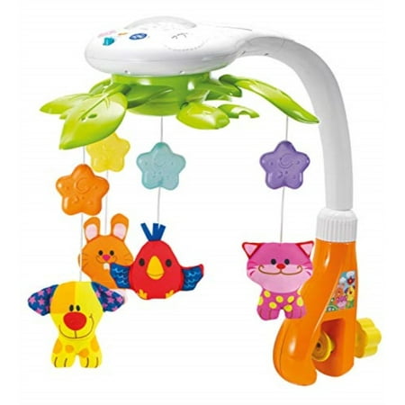 KiddoLab Baby Crib Mobile with Lights and Relaxing Music. Includes Ceiling Light Projector with Stars, Animals. Musical Crib
