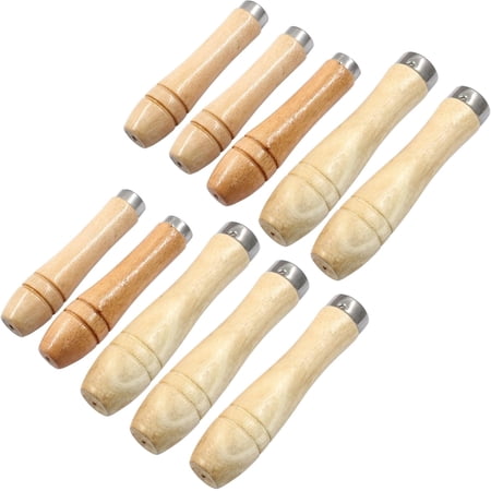 10pcs Wooden File Handle with Strong Metal Collars Round Small Ergonomic Wooden Handle for 4 -7 File Cutting Tool Craft (5pcs 4mm + 5pcs 5mm)