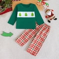 thumbnail image 2 of UngA Christmas Outfit Toddler Boy Baby Boy Christmas Outfit Toddler Winter Clothes Santa Long Sleeve Crewneck Sweatshirts + Pants Clothing Sets Green,12-18 Months, 2 of 7