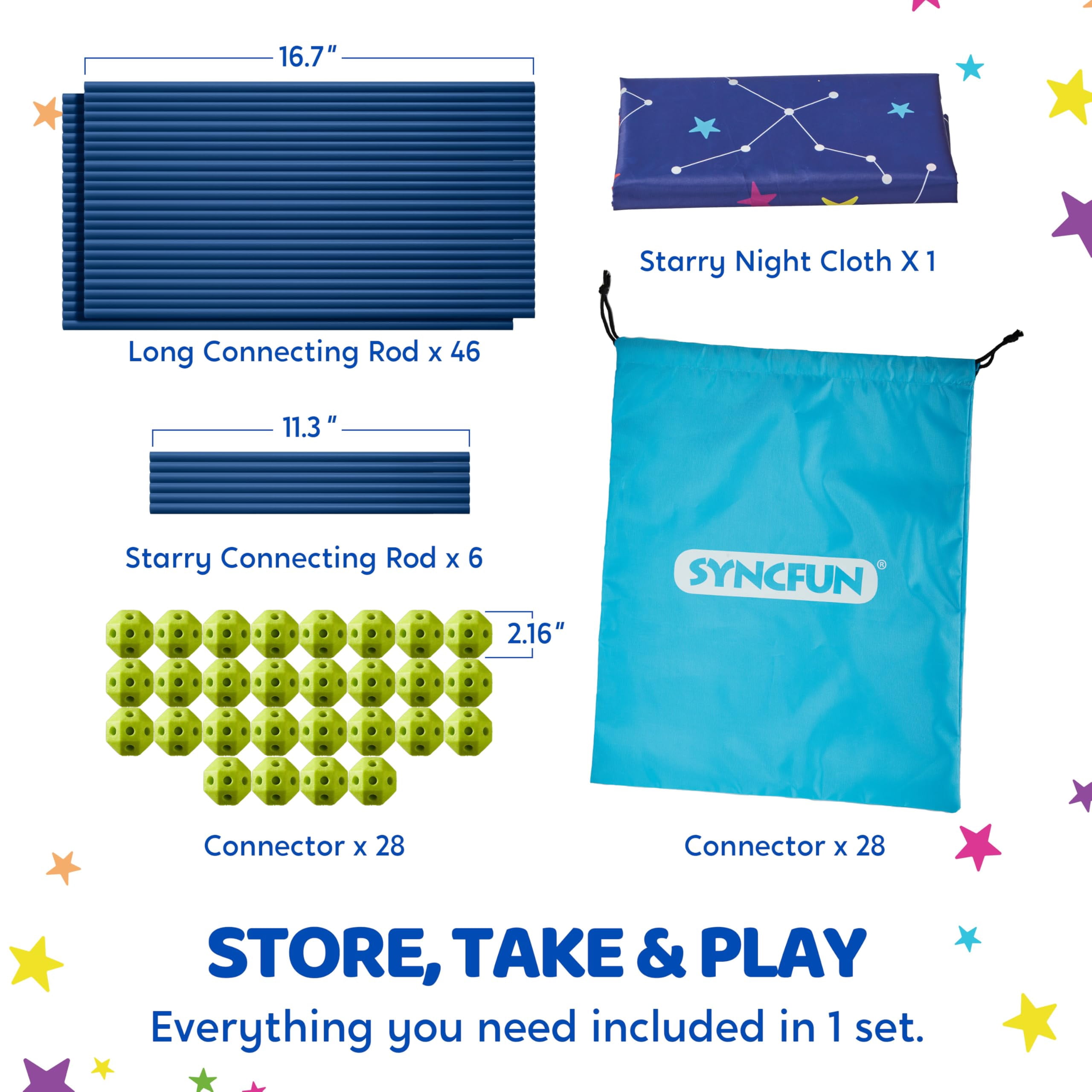 SYNCFUN Fort Building Kit for Kids 81 Pcs Creative Construction Toy Kids Tunnel DIY STEM Toy Birthday Gift for Boys and Girls Aged 4-12