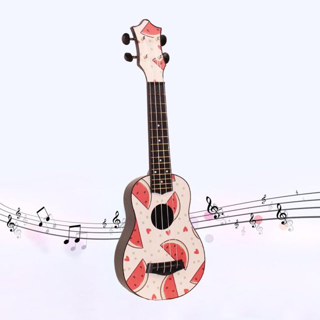 Ukelele de 21 pulgadas, guitarra pequeña para niños, juguete para adultos, la sandía shamjiam Pequeño ukelele