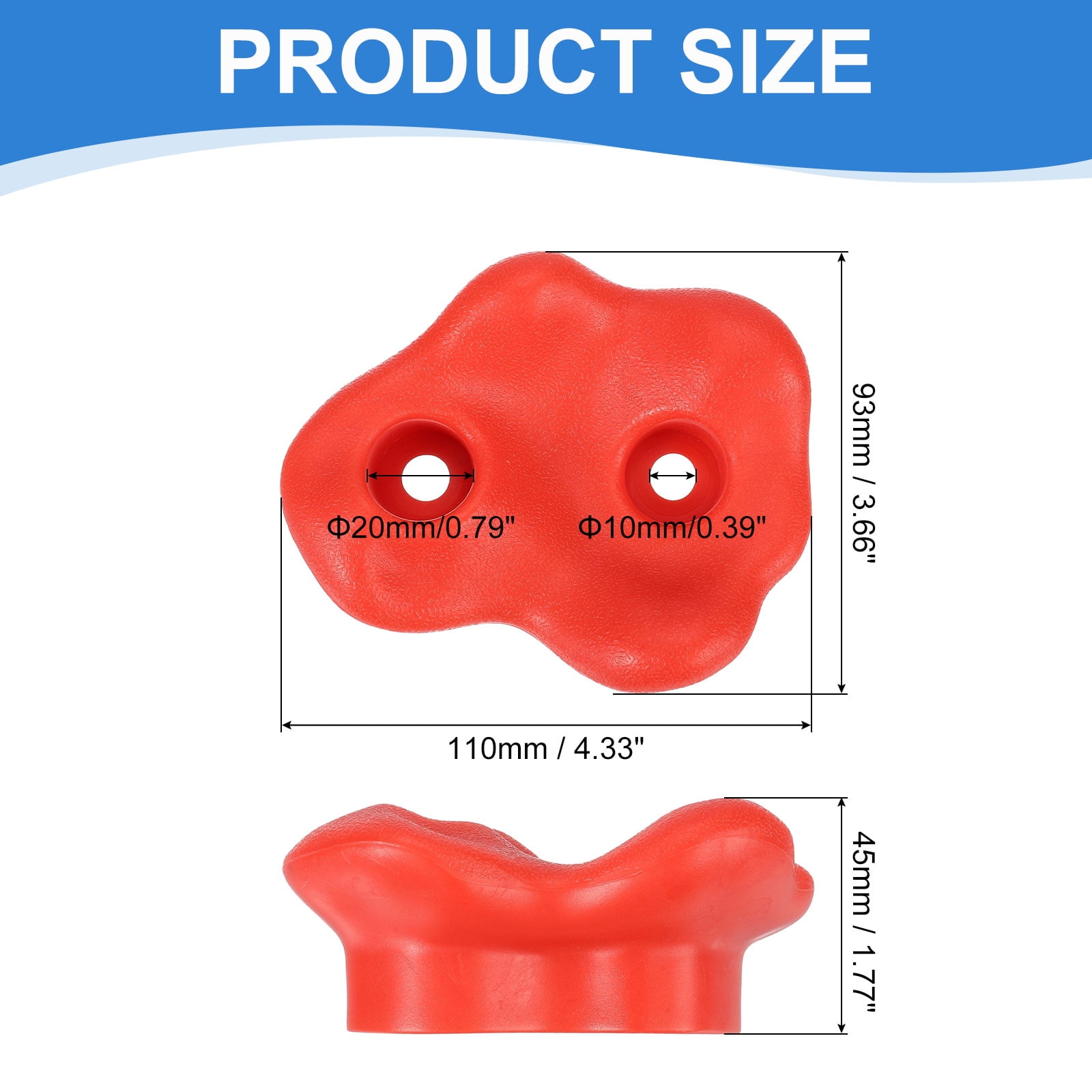 Rock Climbing Holds, 10 Pcs Large Climbing Rock Wall Grips with Double Hole for Playground Accessory, Red-B