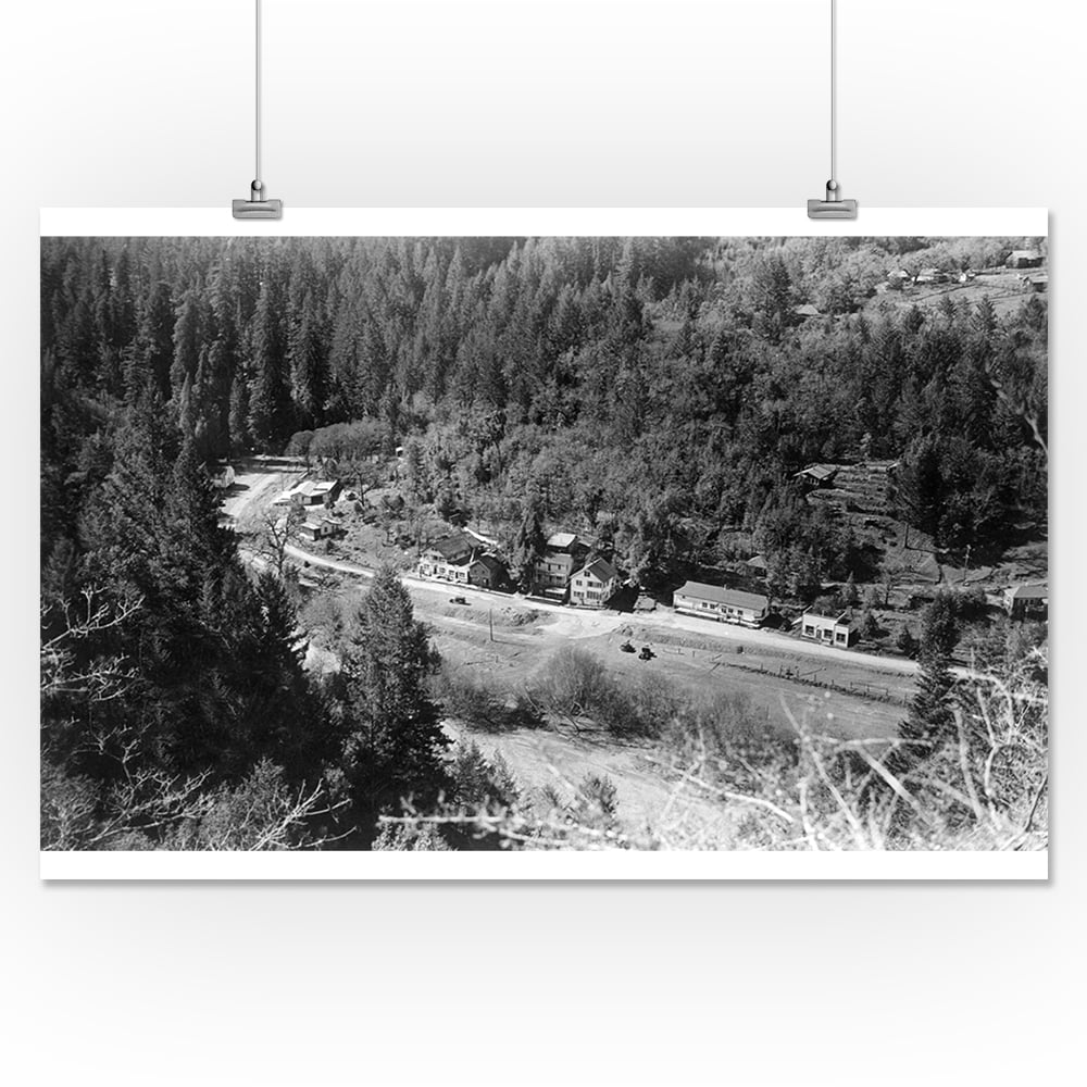 Cazadero, California - Aerial View of the Town (16x24 Giclee Gallery ...