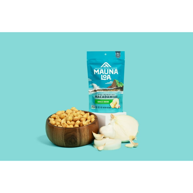 2 pack) Mauna Loa Garlic Onion Macadamia Nuts - 4oz Bag - Walmart.com