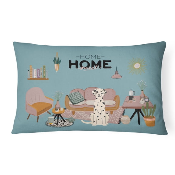 Carolines Treasures CK7942PW1216 Dalmatian Sweet Home Canvas Fabric Decorative Pillow 12H x16W multicolor