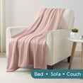 thumbnail image 4 of Lightweight Breathable 100% Cotton Knit Blanket – All-Season Bed Blanket – King Size – Pink Clay, 4 of 8