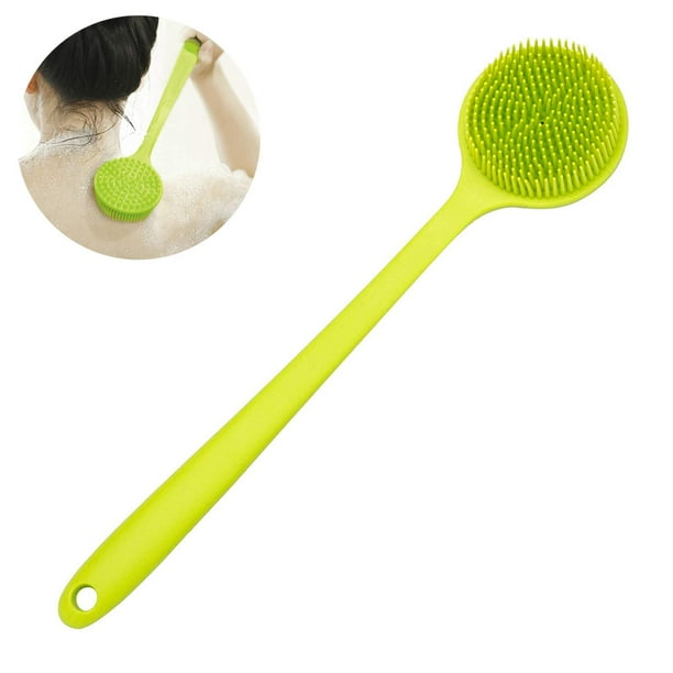 Cepillo de silicona para la espalda y masajeador de cuero cabelludo, cepillo de ducha de mango largo, exfoliante, para la espalda.