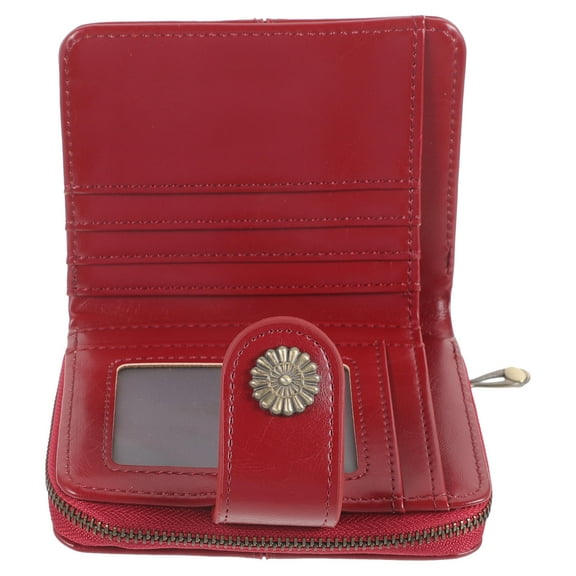 DINHEAROM Women Portable Wallet 12 00X9 50X3 20Cm Dark Red Compact Style For Various Occasions
