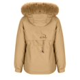 thumbnail image 4 of TFEOQRY Women's Parkas Padded Coats Solid Color Pocket Zipper Thermal Hodded Coat Tops Khaki, 4 of 7