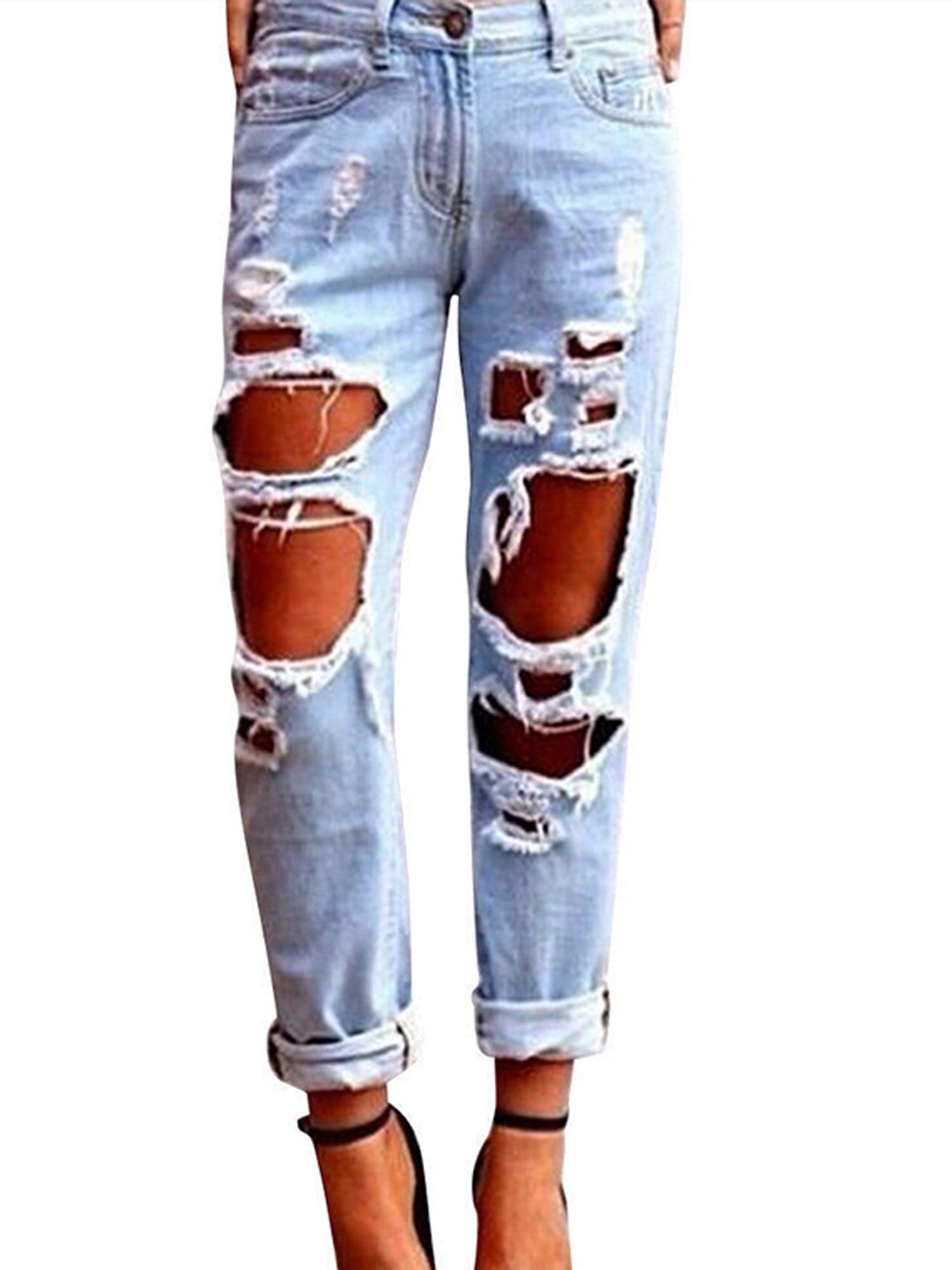 Women's Ripped Destroyed Hole Jeans 