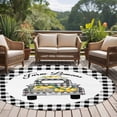thumbnail image 5 of Summer Lemon 6ft Round Rugs, Watercolor Truck Black Plaid Checkered Washable Non-Slip Area Rugs for Living Room Bedroom Kitchen, Soft Low Pile Dining Room Kicthen Circle Carpet, Indoor Floor Rug, 5 of 9