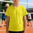 thumbnail image 3 of Boys T-Shirt Solid Color Short Sleeve Mesh Quick Dry Crew Neck T shirt for Boys Moisture Wicking Athletic Tops for Summer Gym School Outdoor Casual, 3 of 5