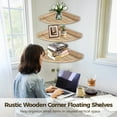 thumbnail image 5 of 3 Pcs/Set Floating Corner Shelves for Wall, Rustic Brown Wood Wall Mounted Corner Shelf for Bathroom, Corner Storage Shelves Corner Organizer for Bedroom Kitchen, 5 of 6
