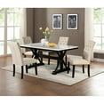 thumbnail image 2 of Ensemble de Repas en Faux Marbre Expresso Léger avec Base en Bois Foncé et Chaises Beiges, 2 of 6