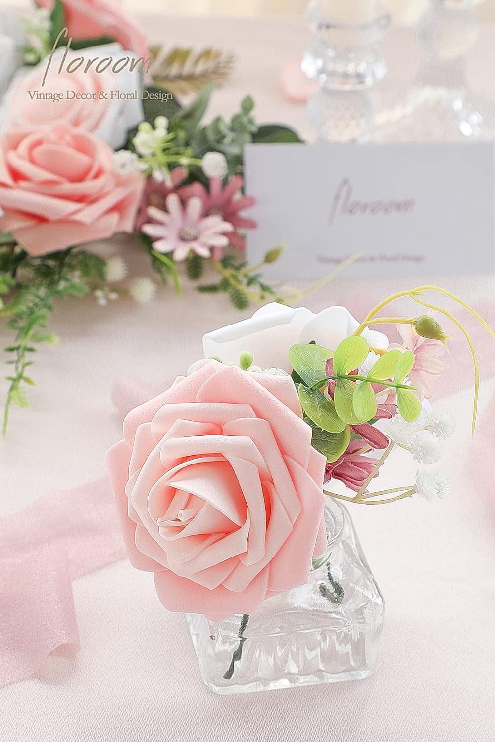 Artificial Flowers 25pcs Real Looking Emerald Green Ombre Colors Foam Fake Roses with Stems for DIY Wedding Bouquets Bridal Shower Centerpieces Sage Green Floral Arrangements Tables Decoration