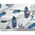 thumbnail image 2 of Soimoi Blue Cotton Duck Fabric Artistic Feather Printed Fabric 1 Yard 42 Inch Wide, 2 of 3