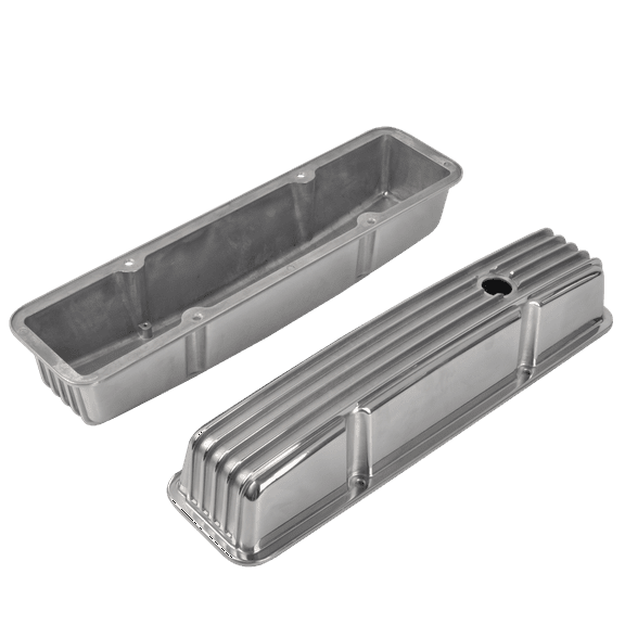 FGJQEFG Tall Finned Polished Aluminum Valve Covers for Small Block Chevy 58-86 327 350 400 Silver