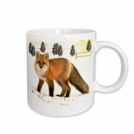 

3dRose Fractalius Red Fox Ceramic Mug 11-ounce