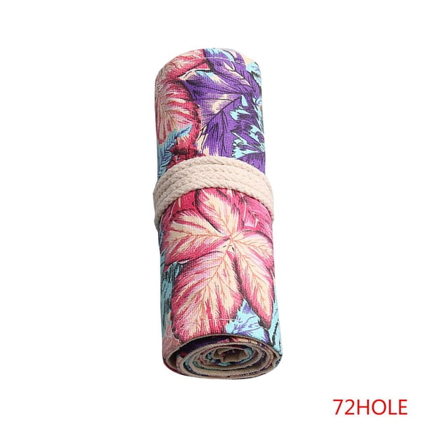Colorido patrón de hojas de arce enrollable lienzo pintura pincel estuche envoltura bolsa de lápiz dibujo bolígrafo bolsa de almacenamiento 12-72 agujeros Eigraketly WJU1467-05
