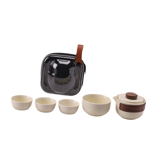 Juego de té portátil con estuche, cerámica, regalo para amantes del té, vajilla de viaje. Juego de cuatro tazas de té