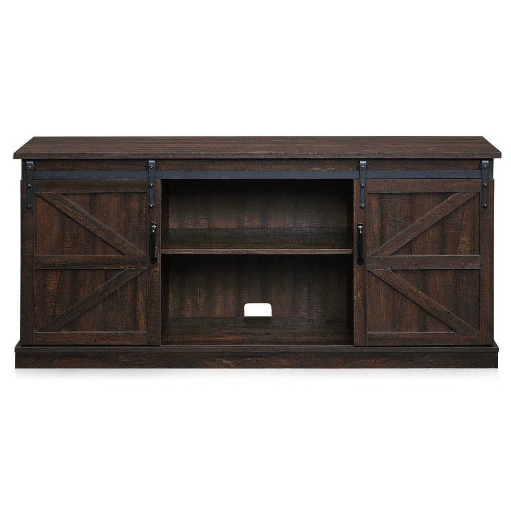 BELLEZE Modern Farmhouse Style 58"TV Stand W/Sliding Barn Door Console
