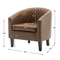 thumbnail image 3 of 29" W Modern Faux Vegan Leather Barrel Chair, PU Upholstered Tufted Accent Club Chairs with Nailhead Trim, Small Armchair for Living Room Bedroom Apartment Lounge Nursery, Coffee, 3 of 6