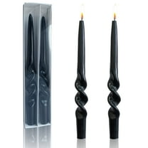 XINAOBAOLUO 9.3 inch Black Taper Candles Unscented Candles Smokeless Candle Sticks Twisted Candles Pack of 2