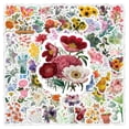 thumbnail image 3 of 100 piezas de pegatinas de flores, pegatinas de vinilo florales impermeables, calcomanías para botellas de agua, computadora portátil, álbumes de recortes, diario, 3 of 5