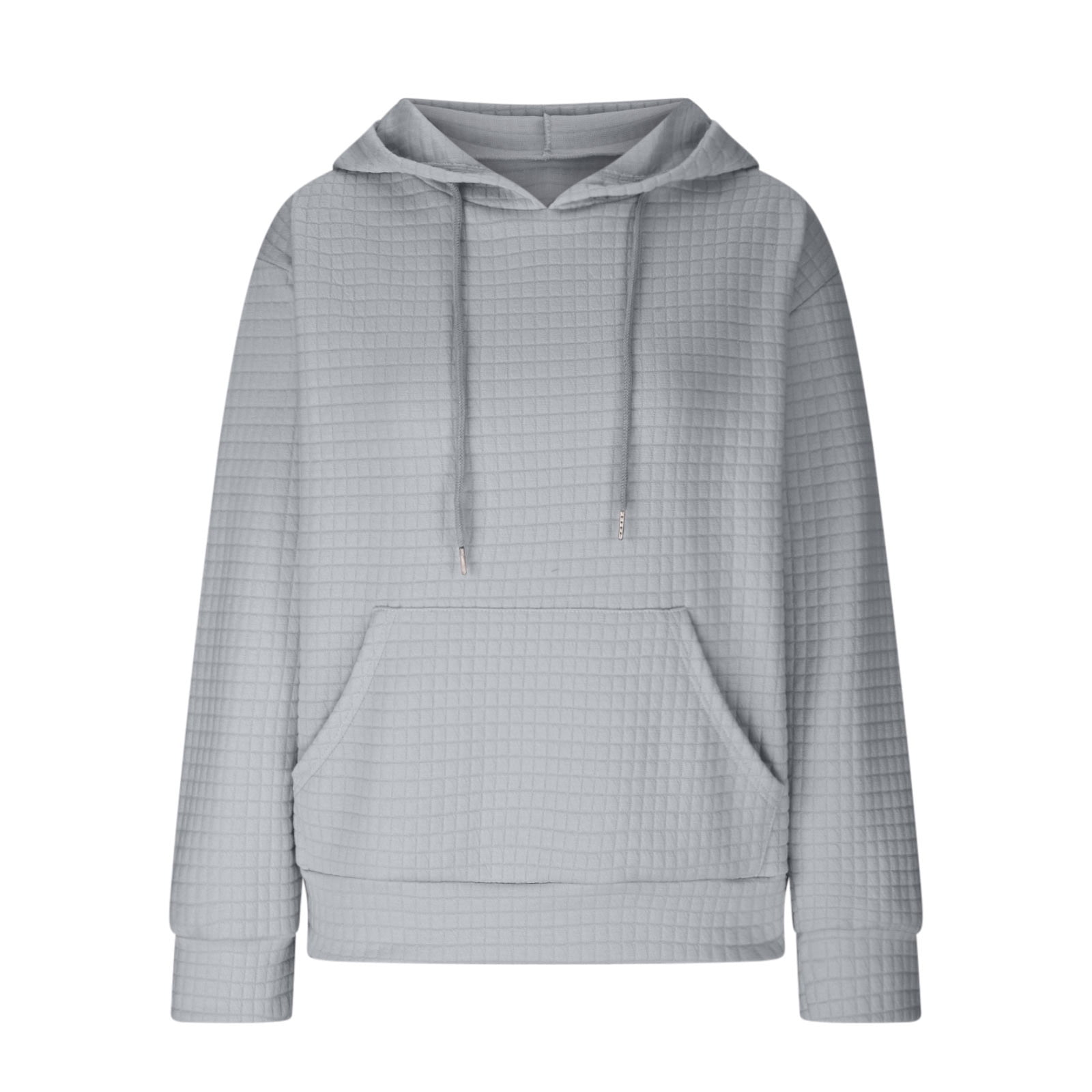 SZJXBUY Womens Waffle Knit Hoodie,Hoodies for Women Casual Pullover Waffle Long Sleeve Drawstring Hooded Sweatshirt with Pocket 2024 Gray,S